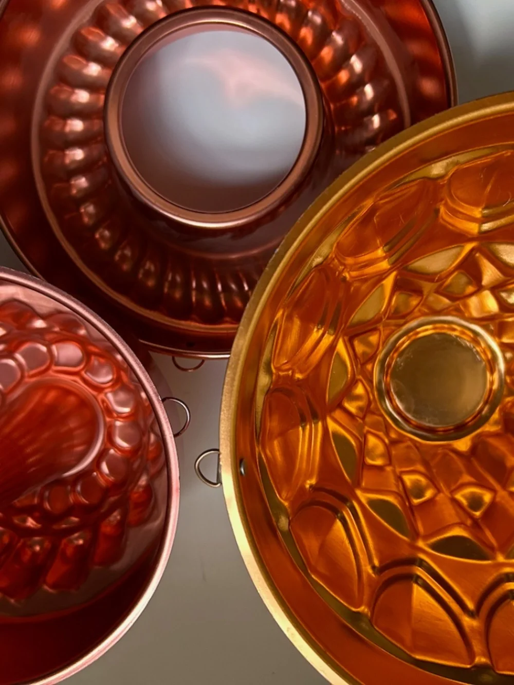 Vintage Set of 3 Copper Toned Aluminum Molds